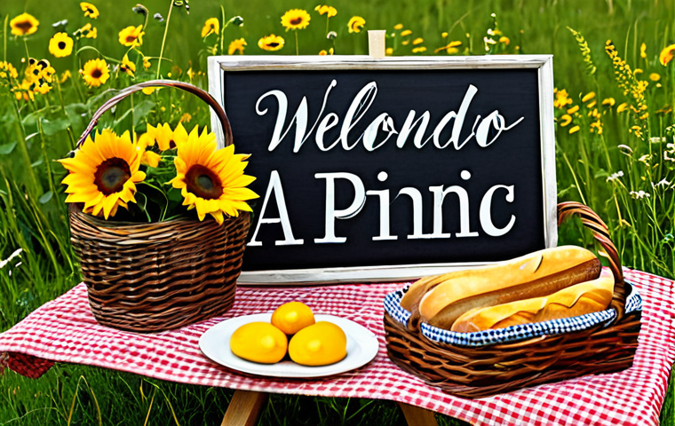 이색피크닉 피크닉 포스터 만들기 - Rustic Welcome Sign**

"A weathered wooden sign reading 'Bienvenido a Nuestro Picnic' in elegant, ha...
