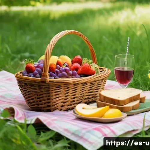 이색피크닉 숲속에서의 스프링 피크닉 - A serene spring picnic scene in a sun-dappled forest clearing near a gently flowing stream, featurin...